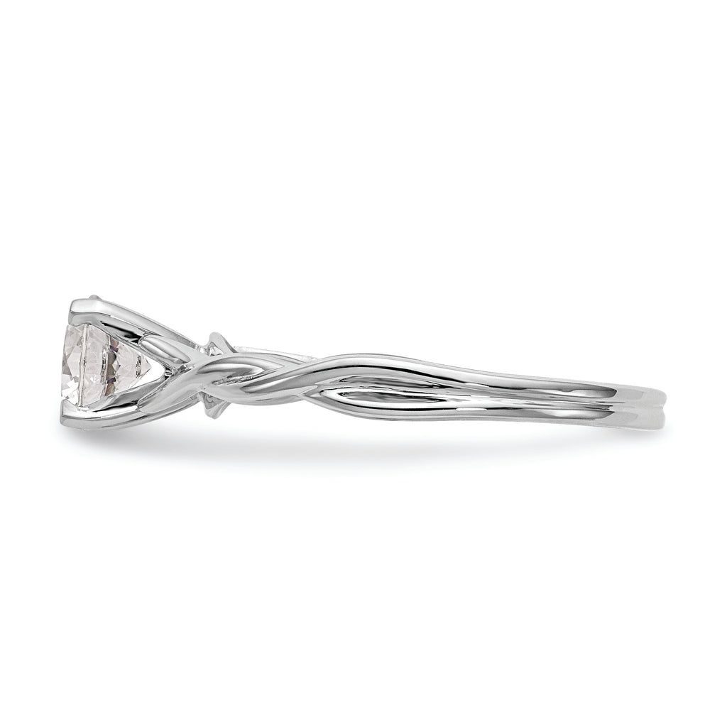 14k White Gold Twist Solitaire Peg Set Engagement Ring Mounting (No Stones Included)