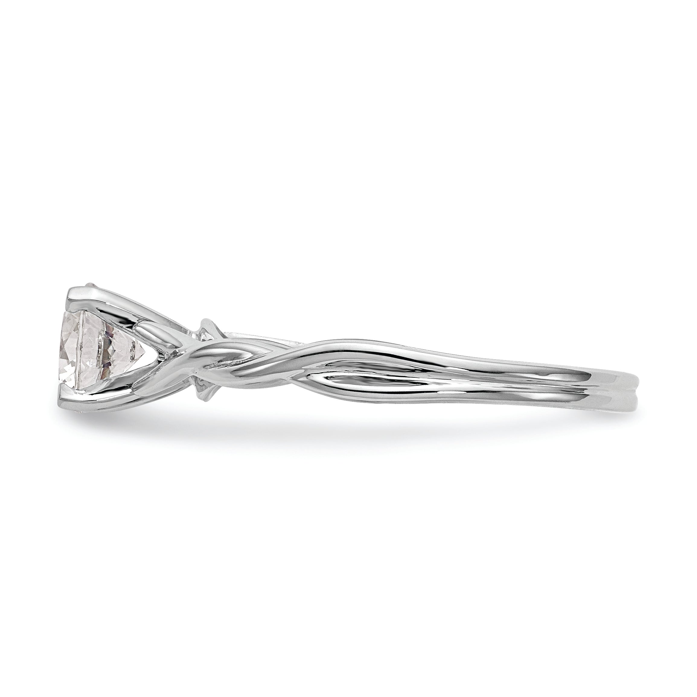 14k White Gold Twist Solitaire Peg Set Engagement Ring Mounting (No Stones Included)