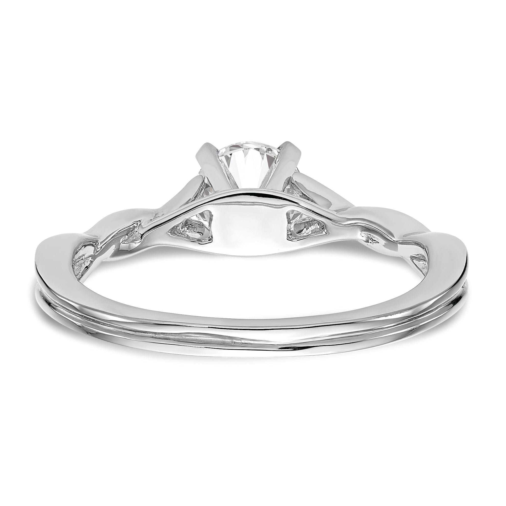 14k White Gold Twist Solitaire Peg Set Engagement Ring Mounting (No Stones Included)