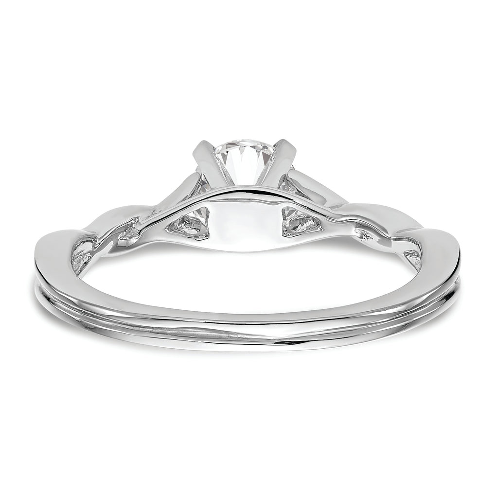 14k White Gold Twist Solitaire Peg Set Engagement Ring Mounting (No Stones Included)