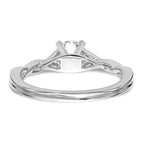 14k White Gold Twist Solitaire Peg Set Engagement Ring Mounting (No Stones Included)