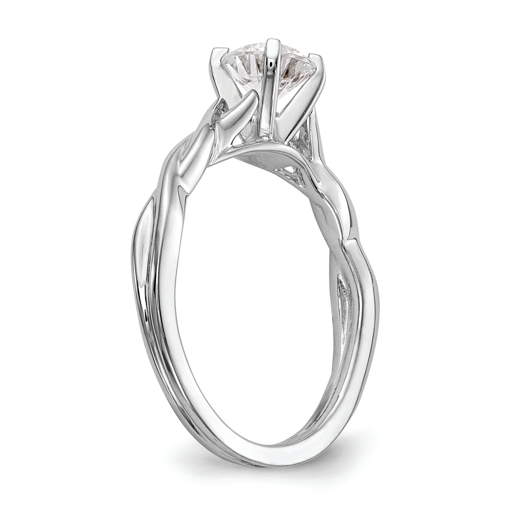 14k White Gold Twist Solitaire Peg Set Engagement Ring Mounting (No Stones Included)