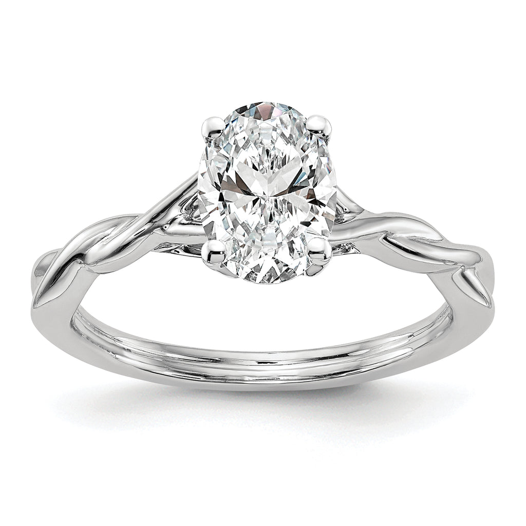 14k White Gold Twist Solitaire Peg Set Engagement Ring Mounting (No Stones Included)