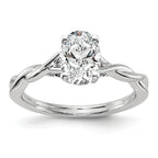 14k White Gold Twist Solitaire Peg Set Engagement Ring Mounting (No Stones Included)