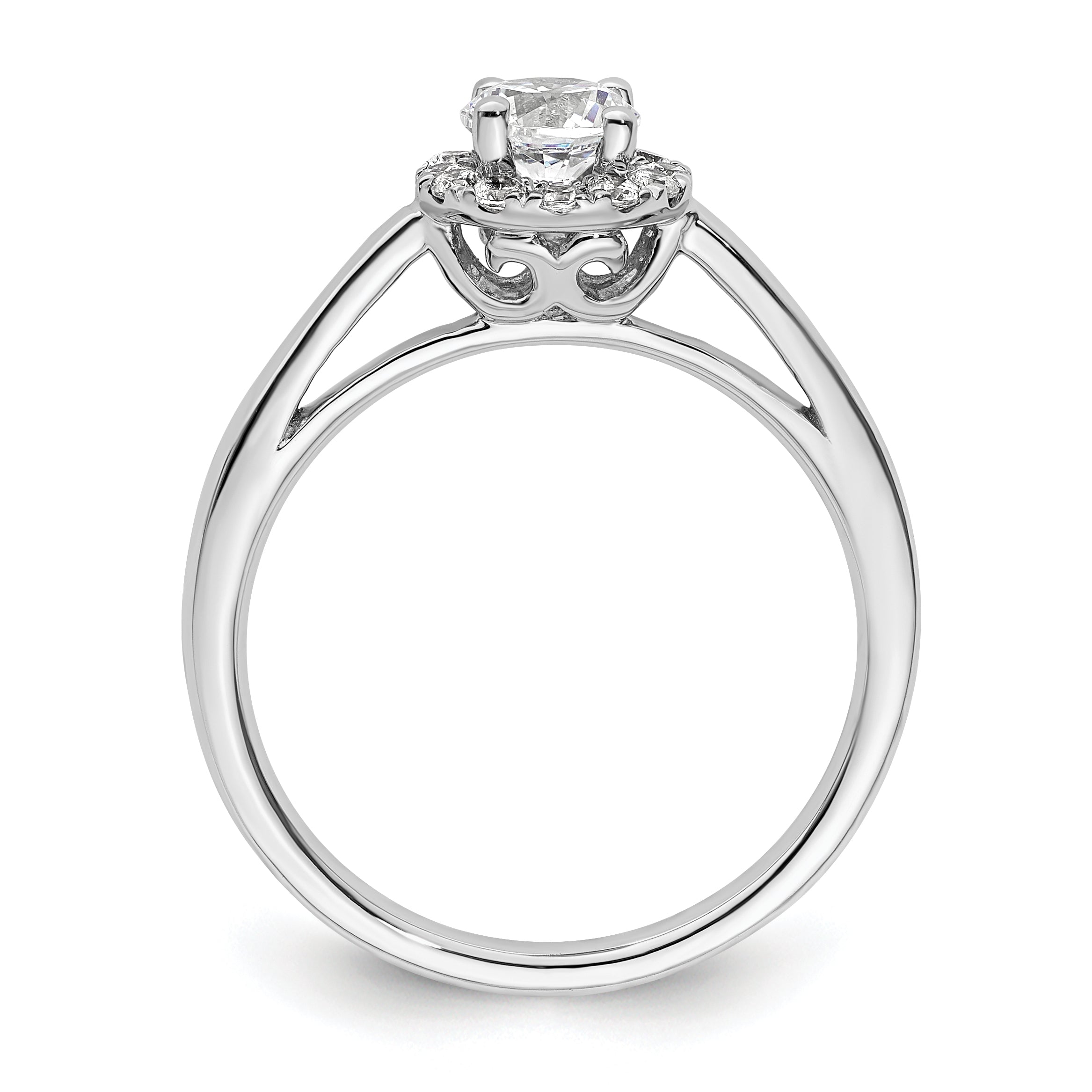 14k White Gold 1/2 carat Lab Grown Diamond VS/SI+ G+ Round Complete Halo Engagement Ring