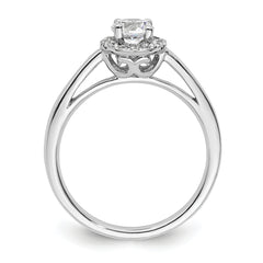 14k White Gold 1/2 carat Lab Grown Diamond VS/SI+ G+ Round Complete Halo Engagement Ring