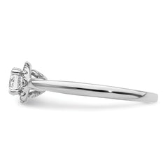 14k White Gold 1/2 carat Lab Grown Diamond VS/SI+ G+ Round Complete Halo Engagement Ring