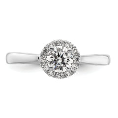 14k White Gold 1/2 carat Lab Grown Diamond VS/SI+ G+ Round Complete Halo Engagement Ring