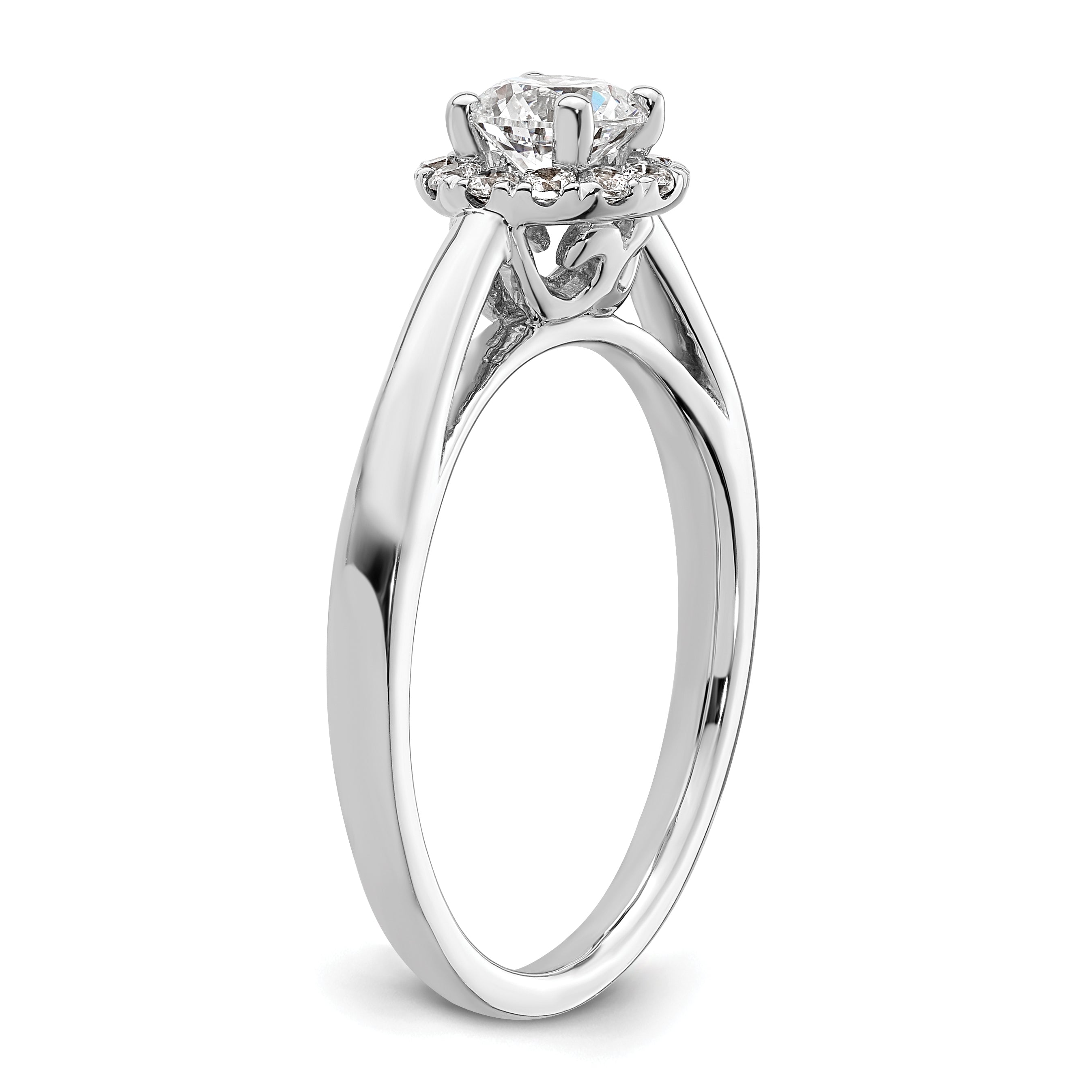 14k White Gold 1/2 carat Lab Grown Diamond VS/SI+ G+ Round Complete Halo Engagement Ring