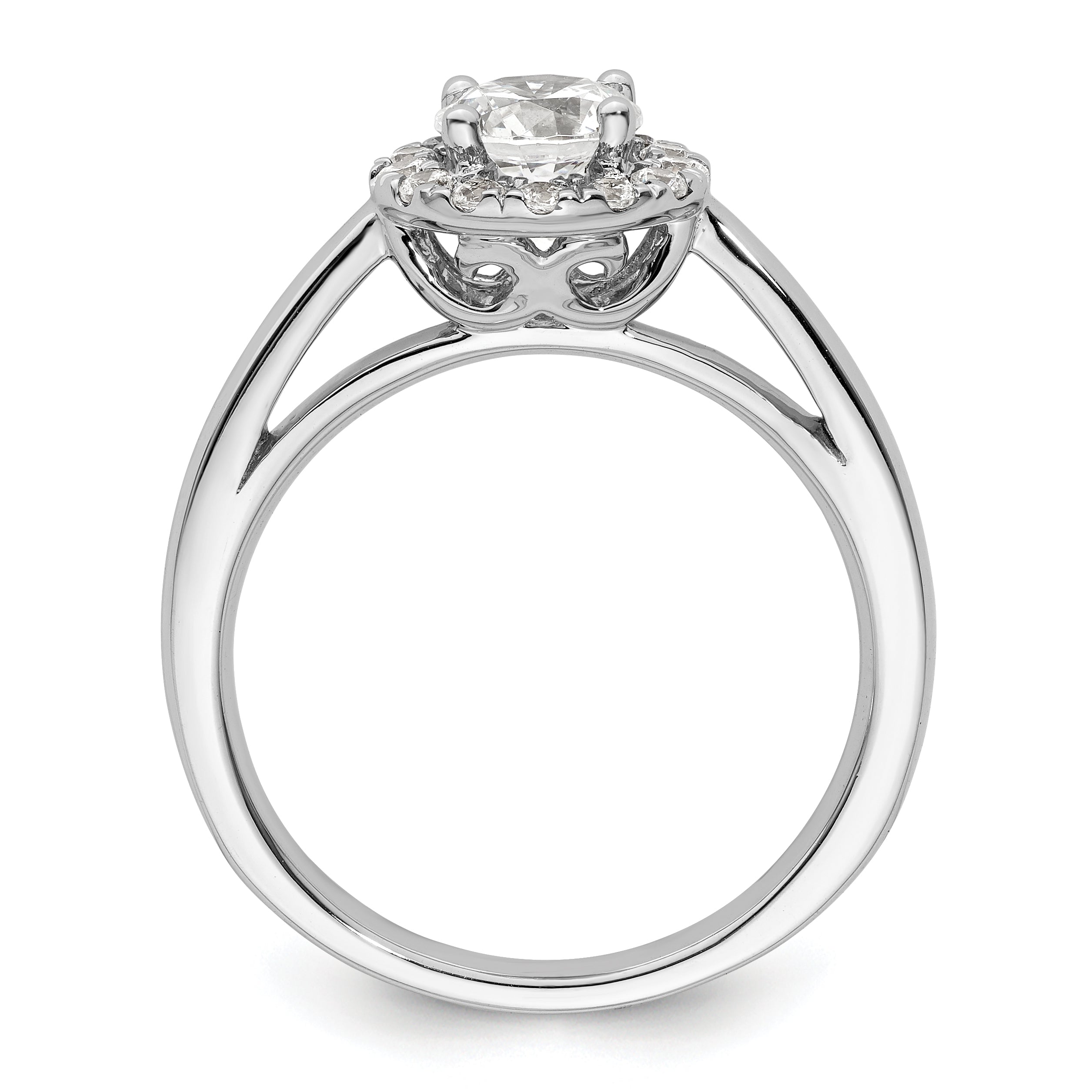 14k White Gold 1/4 carat Lab Grown Diamond VS/SI+ G+ 3/4 carat Center Round Semi Mount Halo Engagement Ring