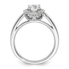14k White Gold 1/4 carat Lab Grown Diamond VS/SI+ G+ 3/4 carat Center Round Semi Mount Halo Engagement Ring