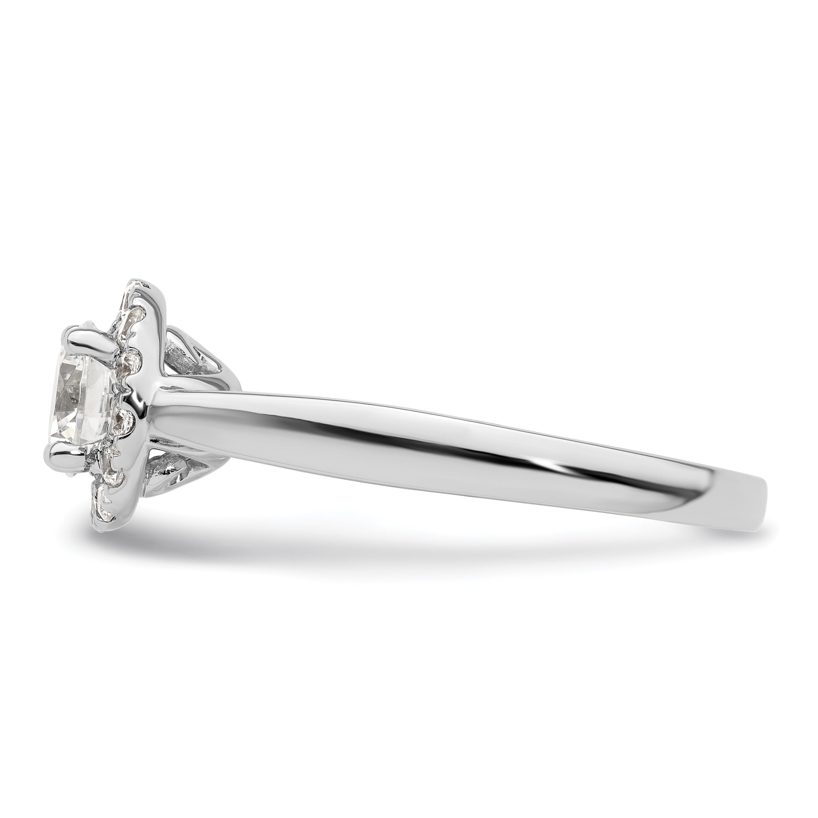 14k White Gold 1/4 carat Lab Grown Diamond VS/SI+ G+ 3/4 carat Center Round Semi Mount Halo Engagement Ring
