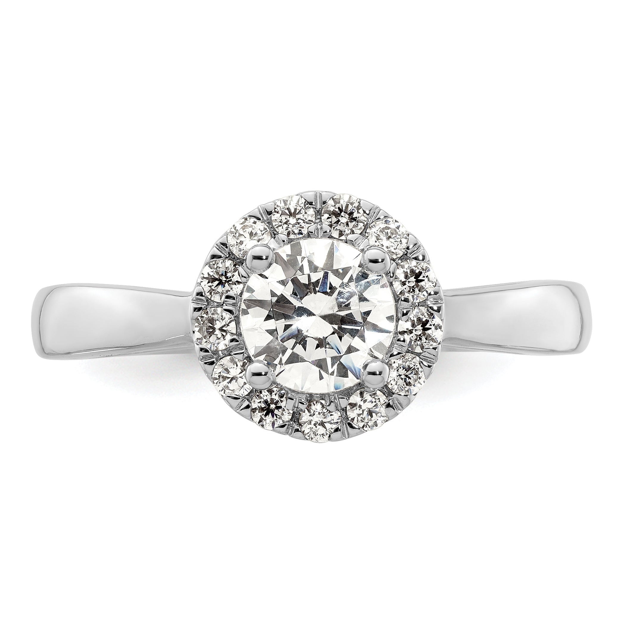 14k White Gold 1/4 carat Lab Grown Diamond VS/SI+ G+ 3/4 carat Center Round Semi Mount Halo Engagement Ring