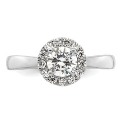 14k White Gold 1/4 carat Lab Grown Diamond VS/SI+ G+ 3/4 carat Center Round Semi Mount Halo Engagement Ring