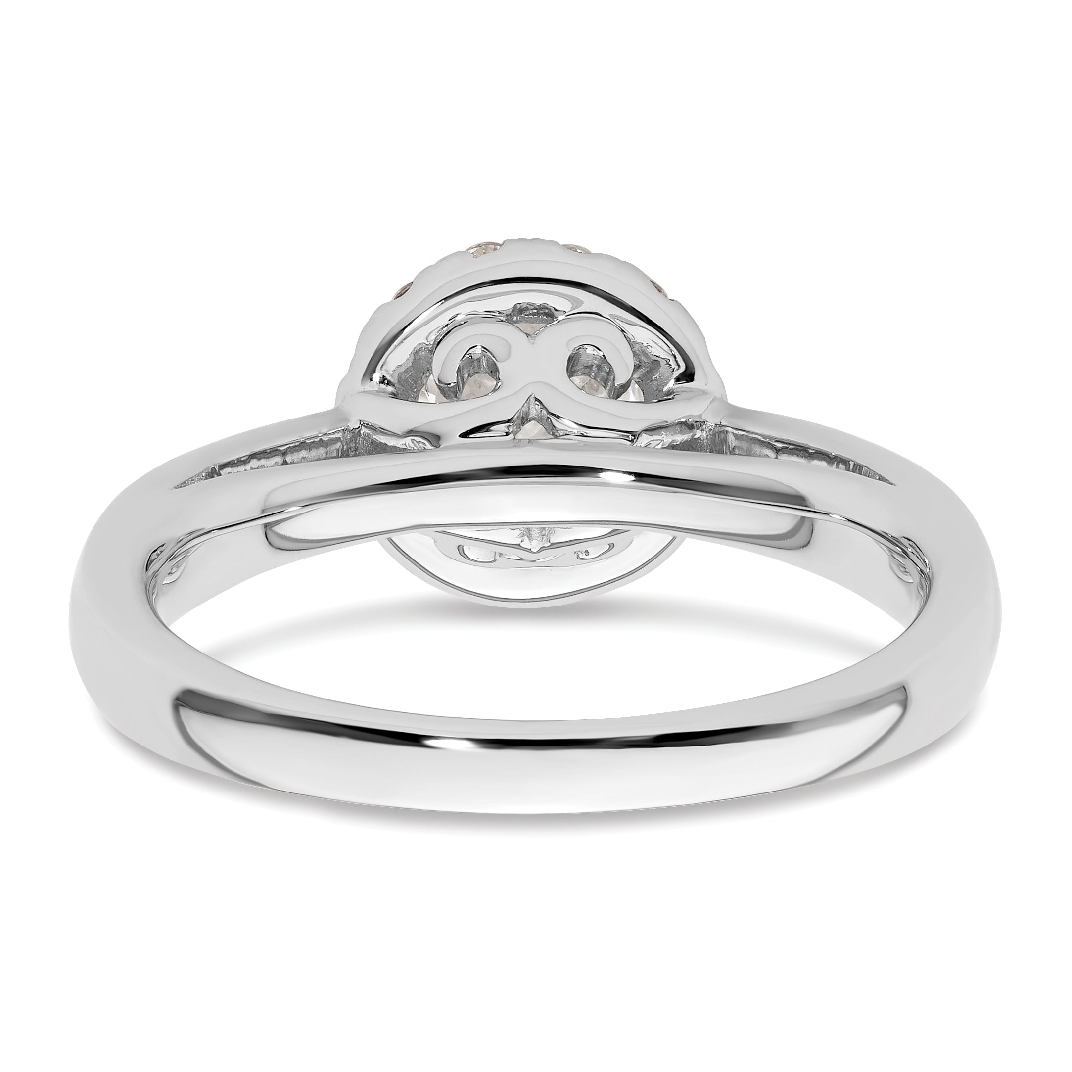 14k White Gold 1/4 carat Lab Grown Diamond VS/SI+ G+ 3/4 carat Center Round Semi Mount Halo Engagement Ring