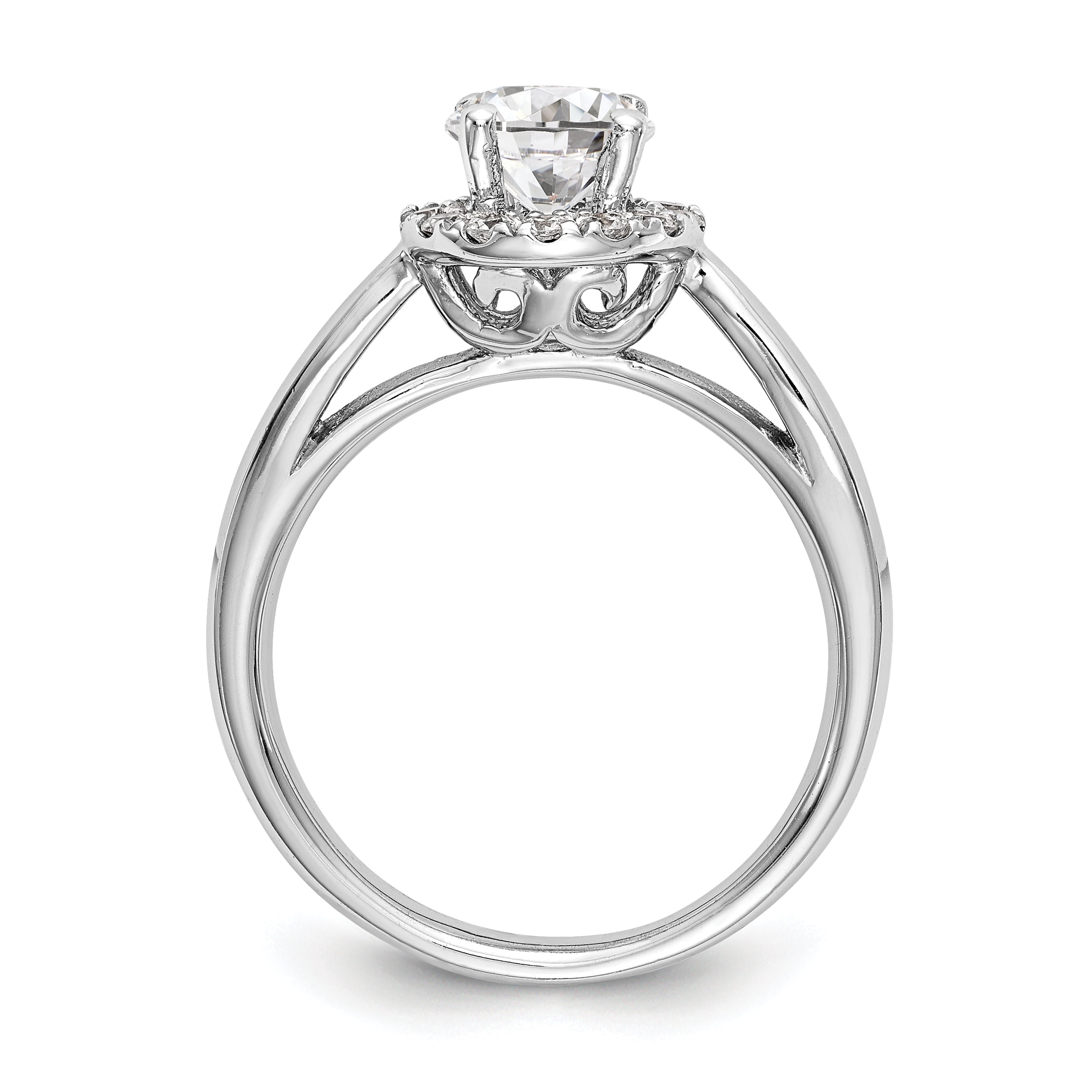 14k White Gold 1/3 carat Lab Grown Diamond VS/SI+ G+ 1 carat Center Round Semi Mount Halo Engagement Ring