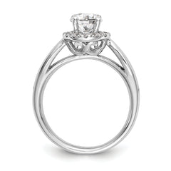 14k White Gold 1/3 carat Lab Grown Diamond VS/SI+ G+ 1 carat Center Round Semi Mount Halo Engagement Ring