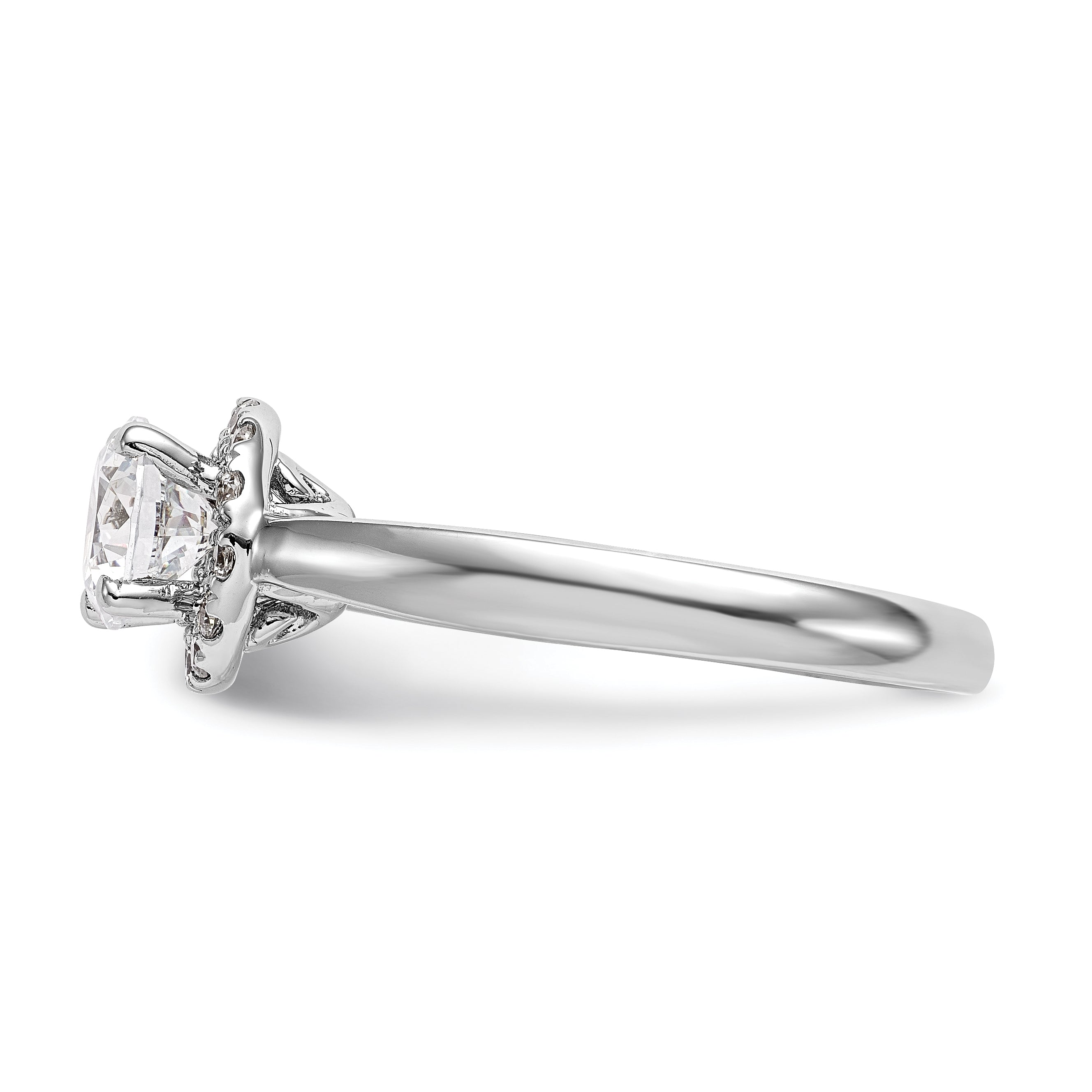 14k White Gold 1/3 carat Lab Grown Diamond VS/SI+ G+ 1 carat Center Round Semi Mount Halo Engagement Ring