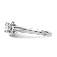 14k White Gold 1/3 carat Lab Grown Diamond VS/SI+ G+ 1 carat Center Round Semi Mount Halo Engagement Ring