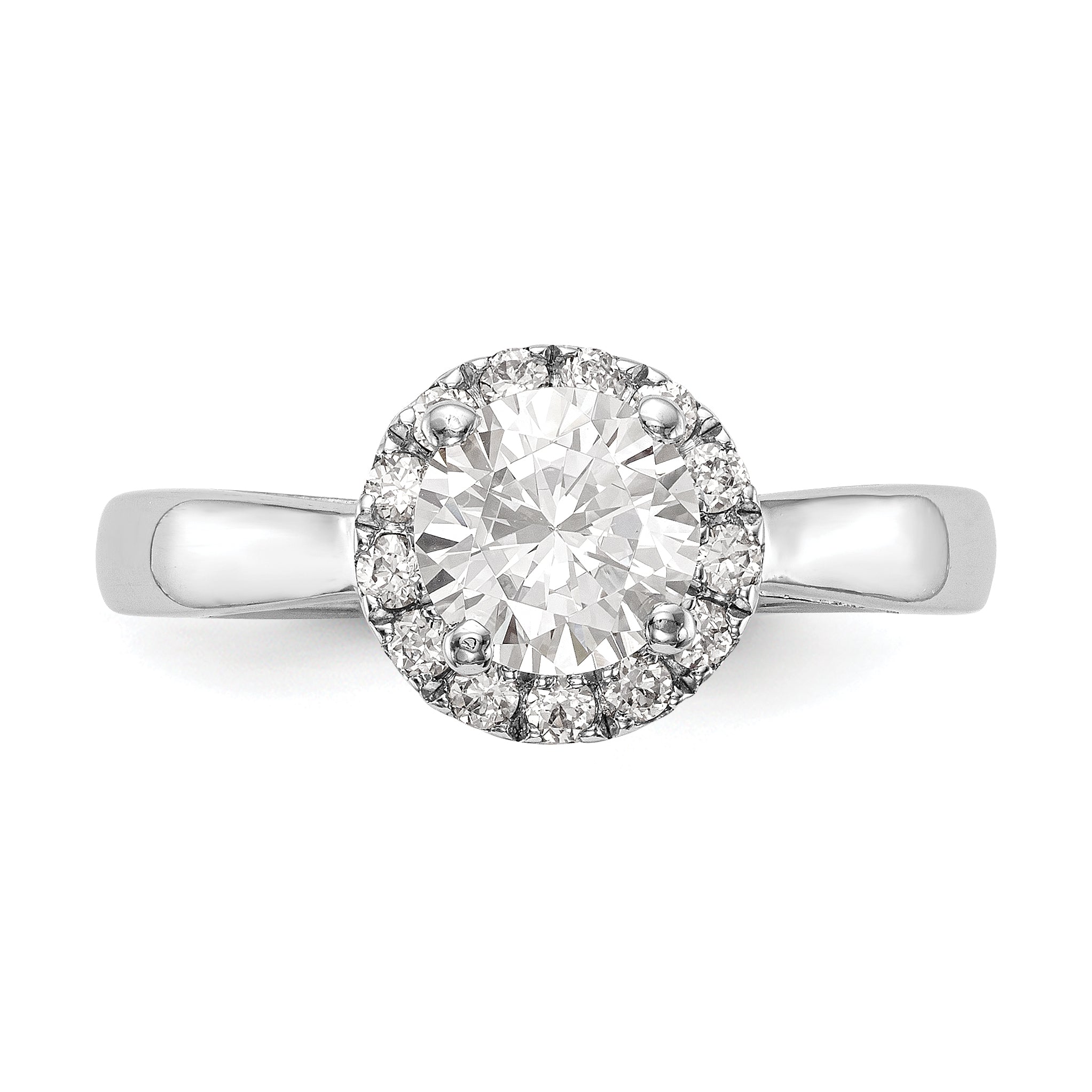14k White Gold 1/3 carat Lab Grown Diamond VS/SI+ G+ 1 carat Center Round Semi Mount Halo Engagement Ring