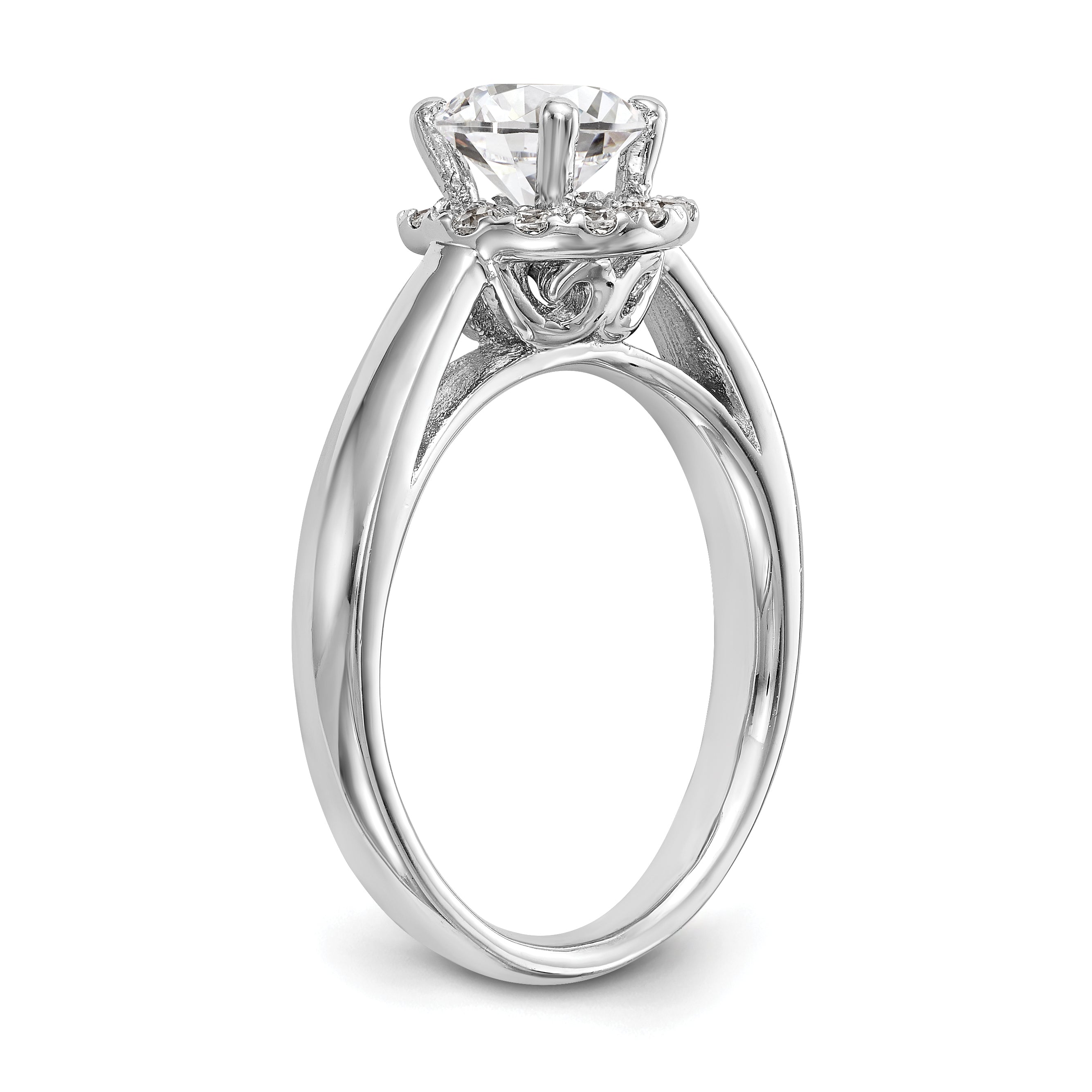 14k White Gold 1/3 carat Lab Grown Diamond VS/SI+ G+ 1 carat Center Round Semi Mount Halo Engagement Ring