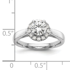14k White Gold 1/3 carat Lab Grown Diamond VS/SI+ G+ 1 carat Center Round Semi Mount Halo Engagement Ring
