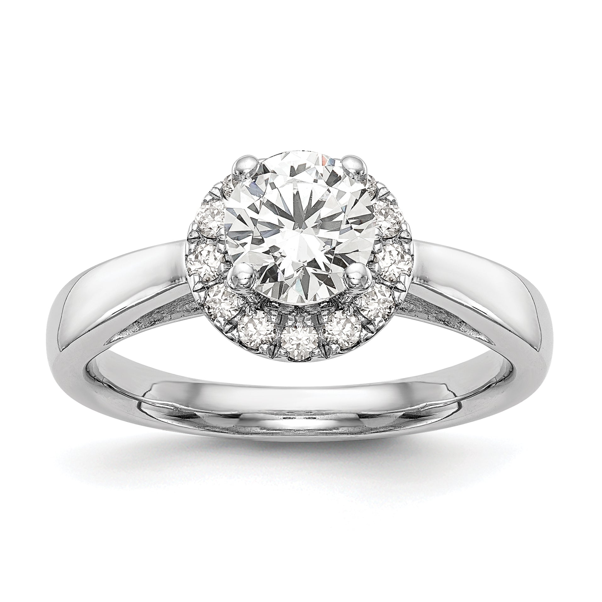 14k White Gold 1/3 carat Lab Grown Diamond VS/SI+ G+ 1 carat Center Round Semi Mount Halo Engagement Ring