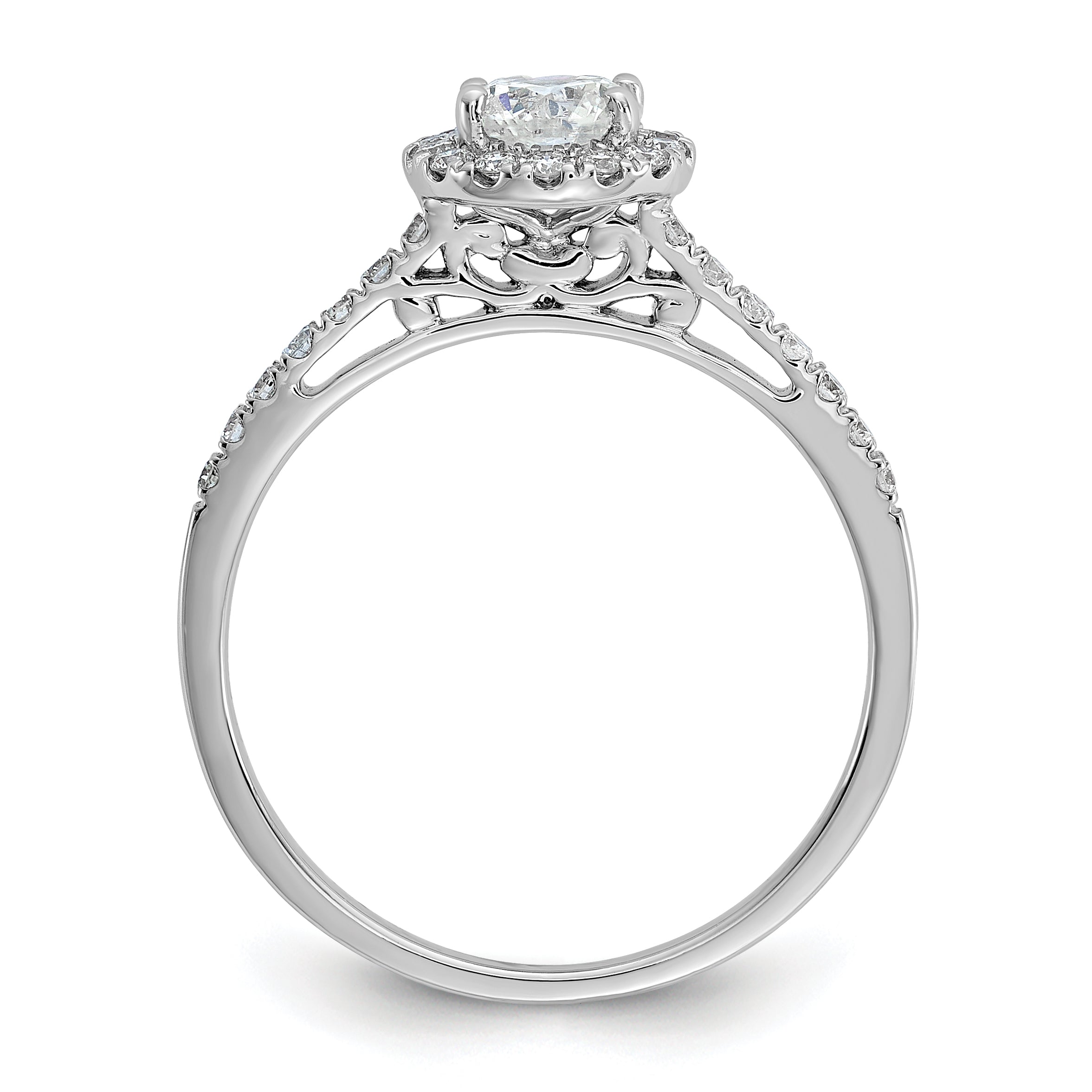 14k White Gold 3/4 carat Lab Grown Diamond VS/SI+ G+ Complete Size 9 Halo Engagement Ring