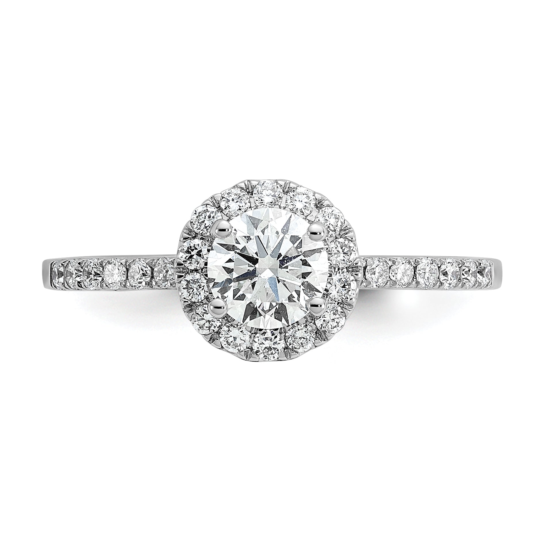 14k White Gold 3/4 carat Lab Grown Diamond VS/SI+ G+ Complete Size 9 Halo Engagement Ring