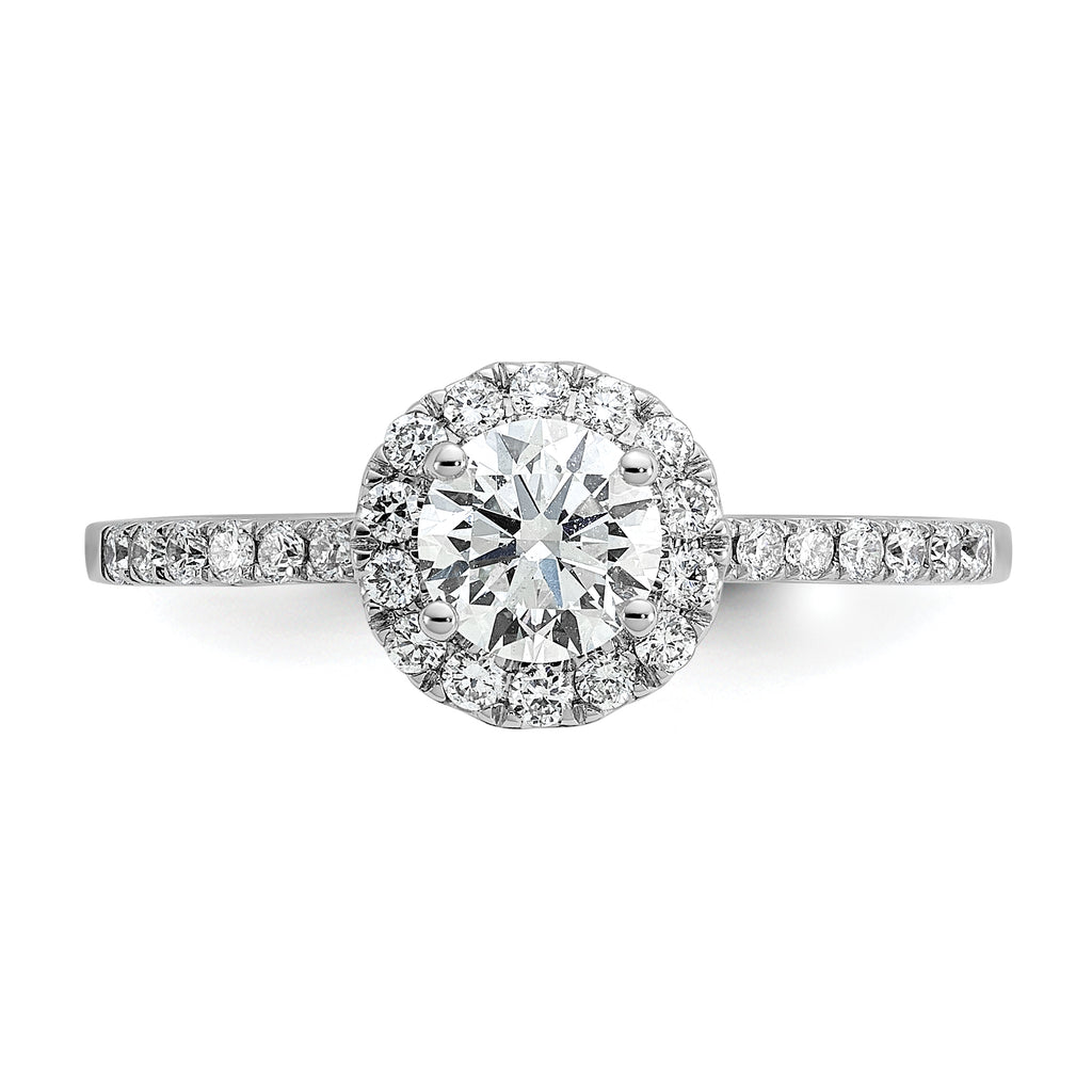 14k White Gold 3/4 carat Lab Grown Diamond VS/SI+ G+ Complete Size 9 Halo Engagement Ring