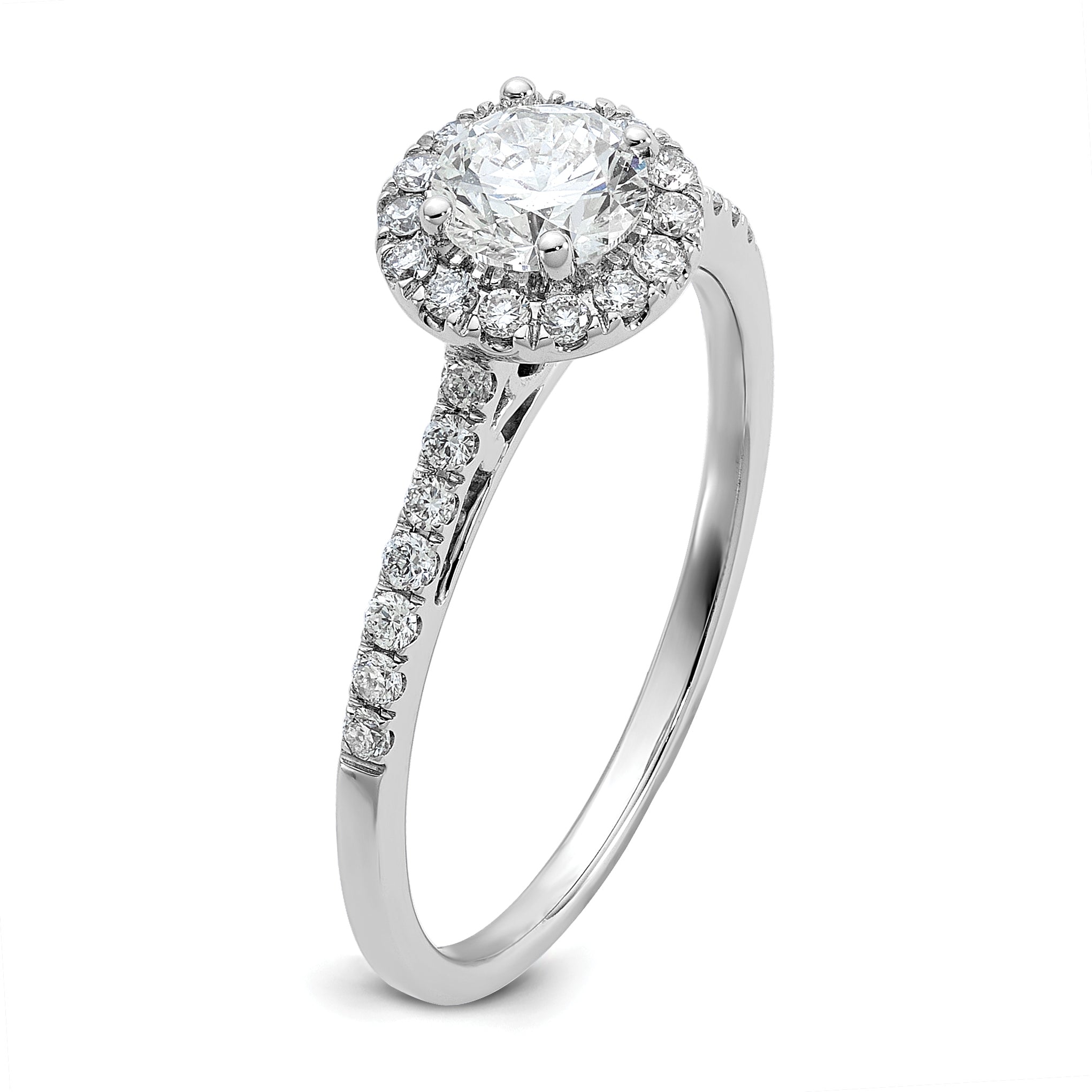 14k White Gold 3/4 carat Lab Grown Diamond VS/SI+ G+ Complete Size 9 Halo Engagement Ring