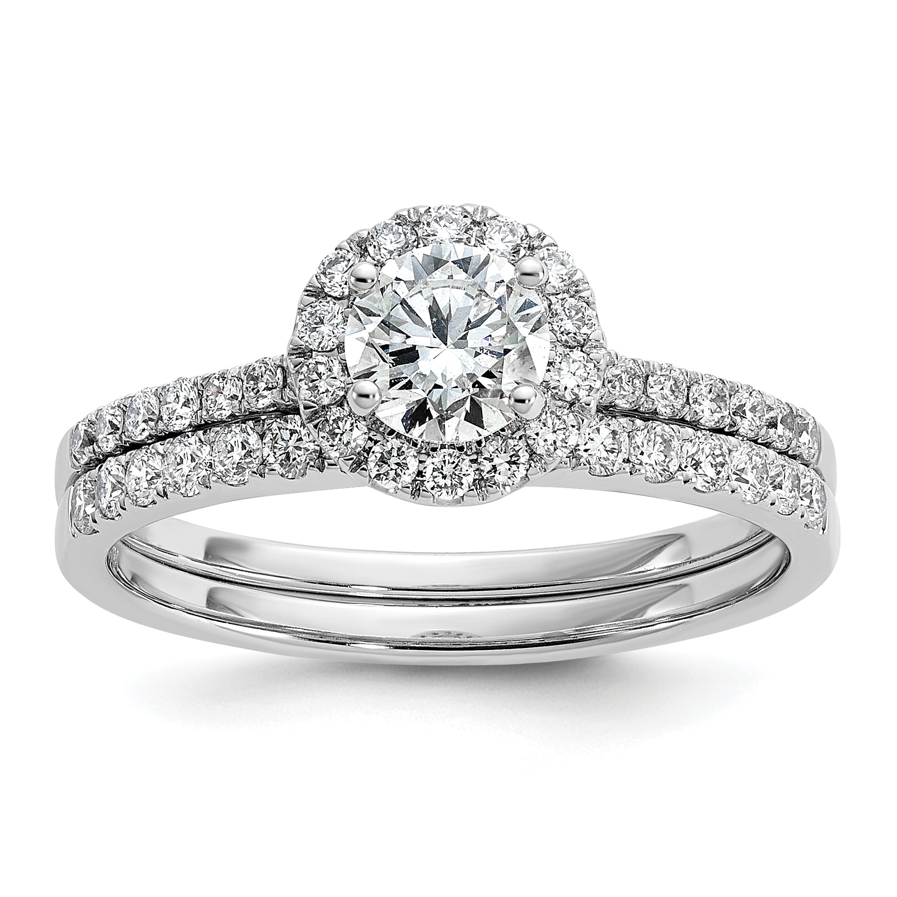 14k White Gold 3/4 carat Lab Grown Diamond VS/SI+ G+ Complete Size 9 Halo Engagement Ring
