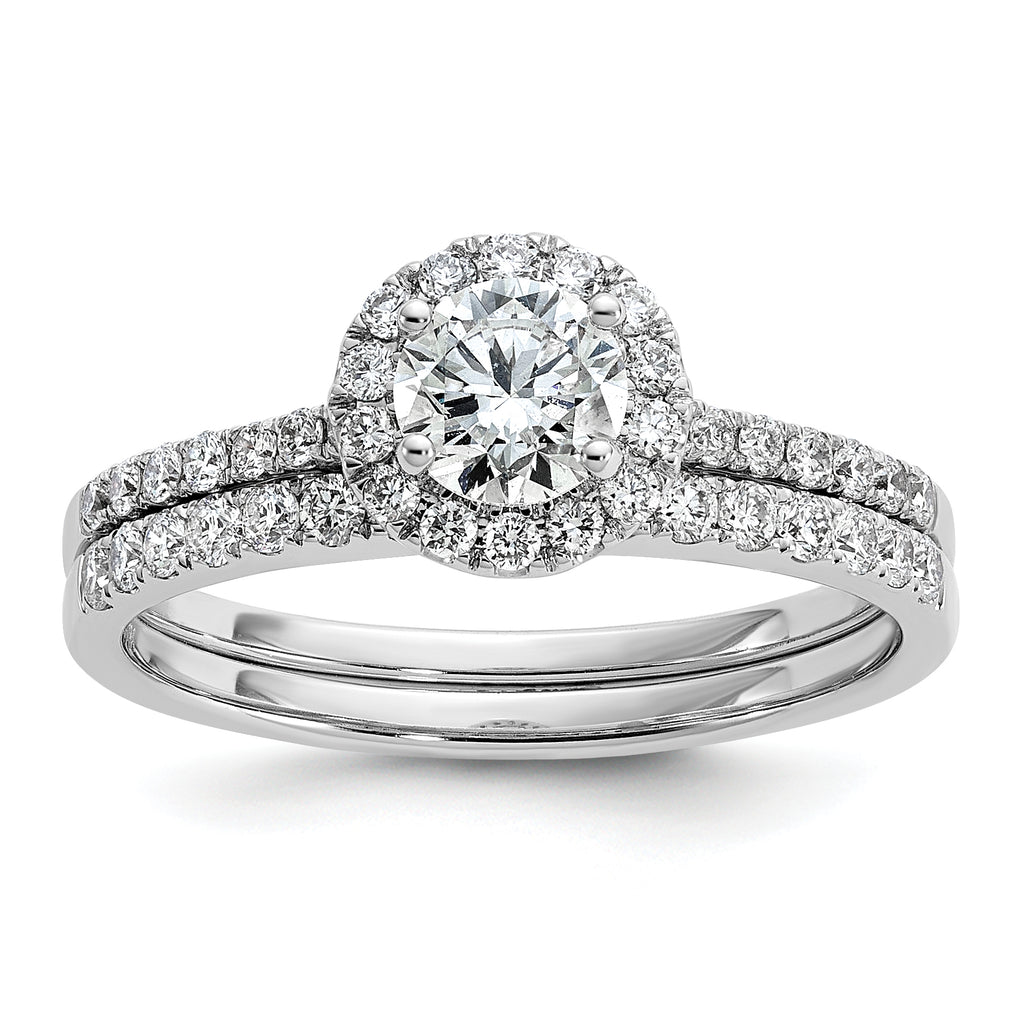 14k White Gold 3/4 carat Lab Grown Diamond VS/SI+ G+ Complete Size 9 Halo Engagement Ring