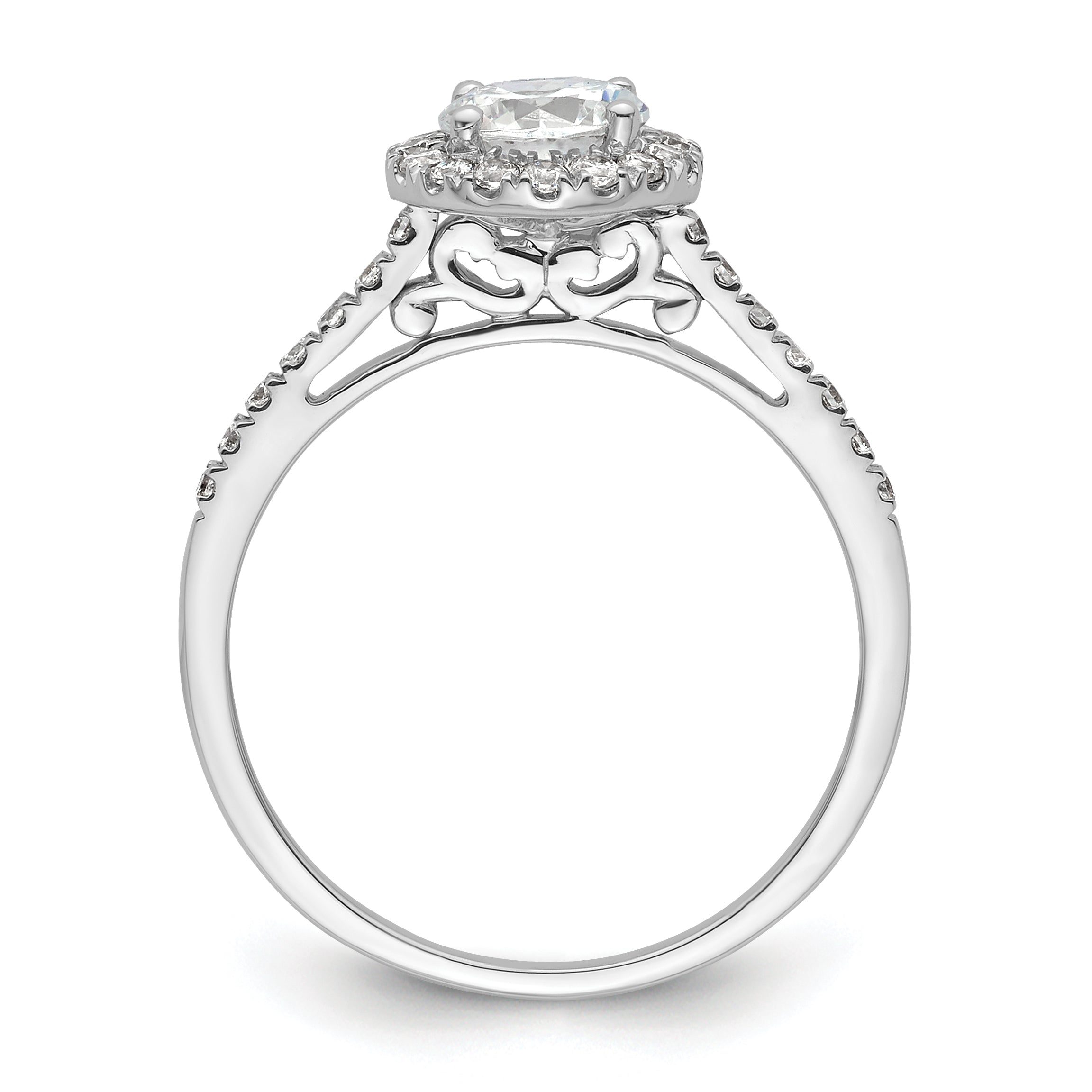14k White Gold 1/4 carat Lab Grown Diamond VS/SI+ G+ 3/4 carat Center Semi Mount Halo Engagement Ring Secondary image
