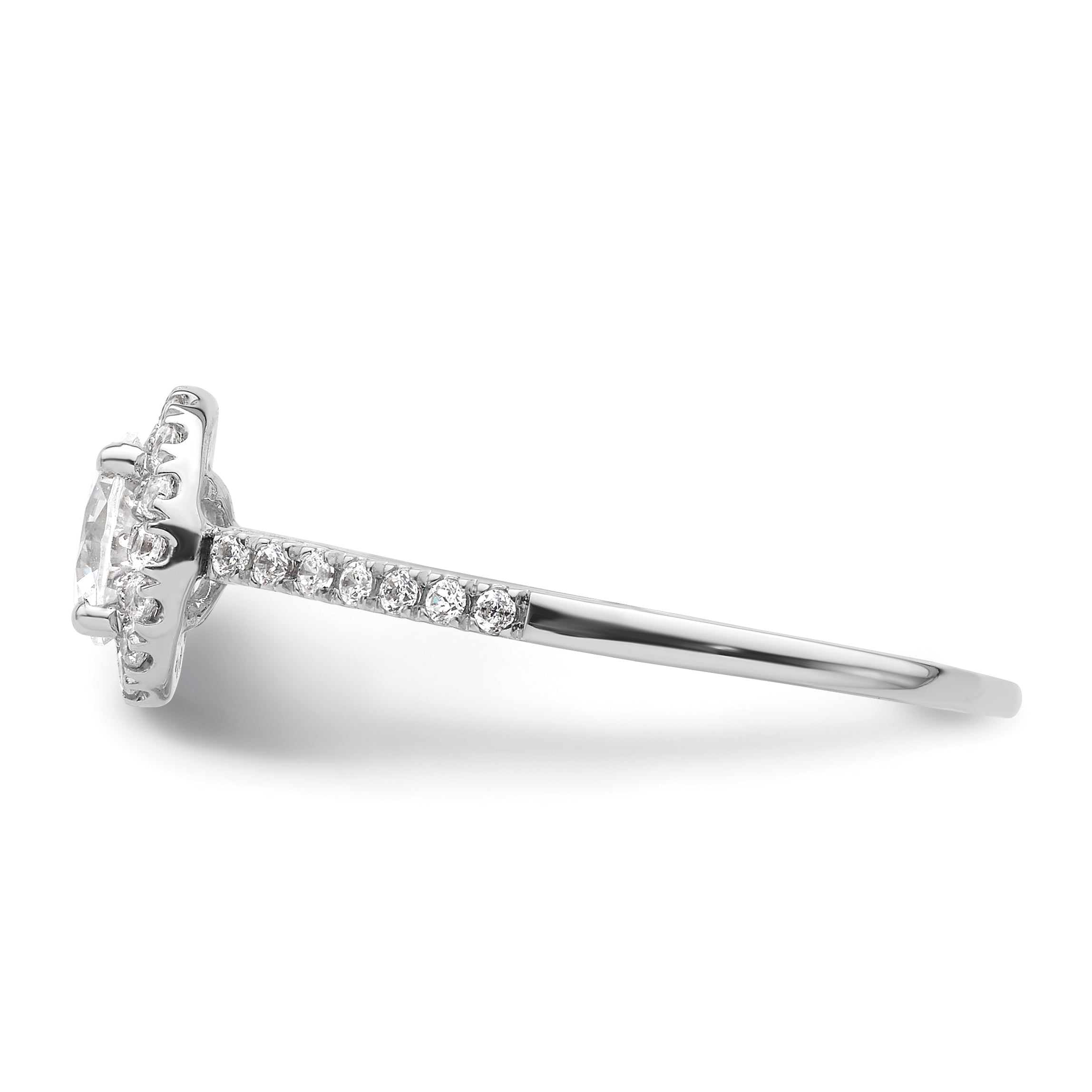 14k White Gold 1/4 carat Lab Grown Diamond VS/SI+ G+ 3/4 carat Center Semi Mount Halo Engagement Ring