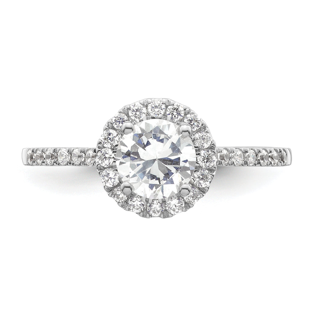 14k White Gold 1/4 carat Lab Grown Diamond VS/SI+ G+ 3/4 carat Center Semi Mount Halo Engagement Ring