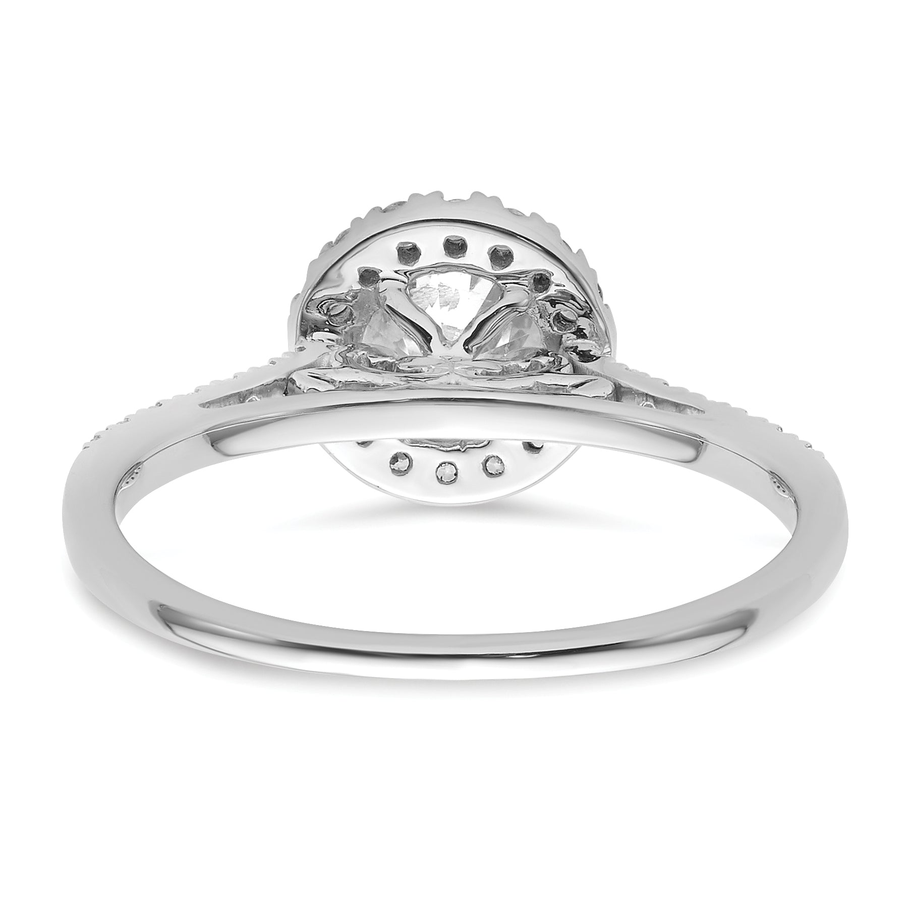 14k White Gold 1/4 carat Lab Grown Diamond VS/SI+ G+ 3/4 carat Center Semi Mount Halo Engagement Ring
