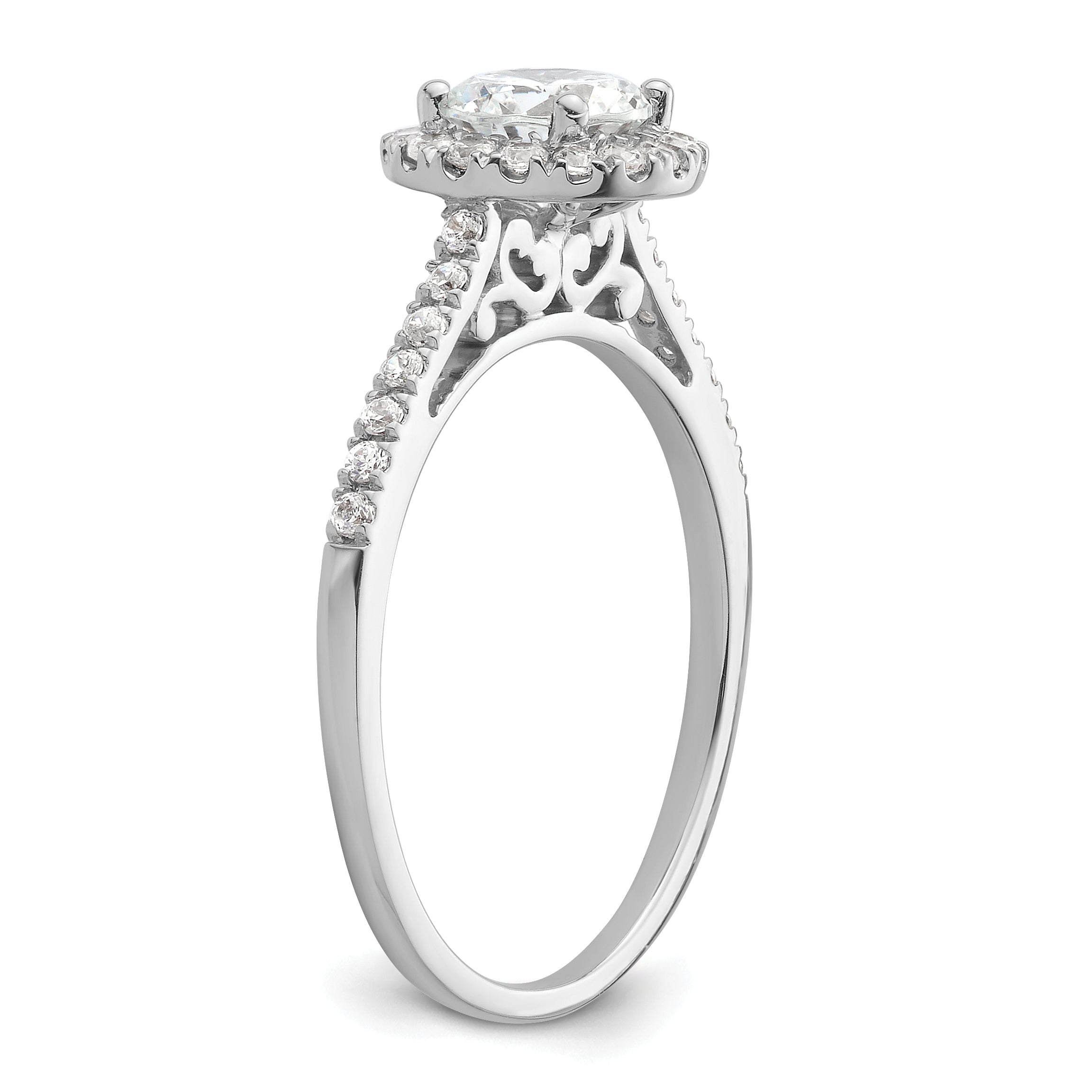 14k White Gold 1/4 carat Lab Grown Diamond VS/SI+ G+ 3/4 carat Center Semi Mount Halo Engagement Ring