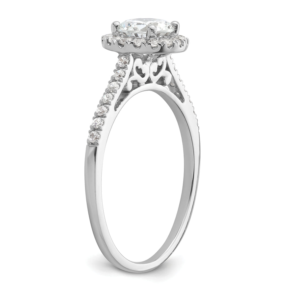 14k White Gold 1/4 carat Lab Grown Diamond VS/SI+ G+ 3/4 carat Center Semi Mount Halo Engagement Ring