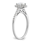 14k White Gold 1/4 carat Lab Grown Diamond VS/SI+ G+ 3/4 carat Center Semi Mount Halo Engagement Ring