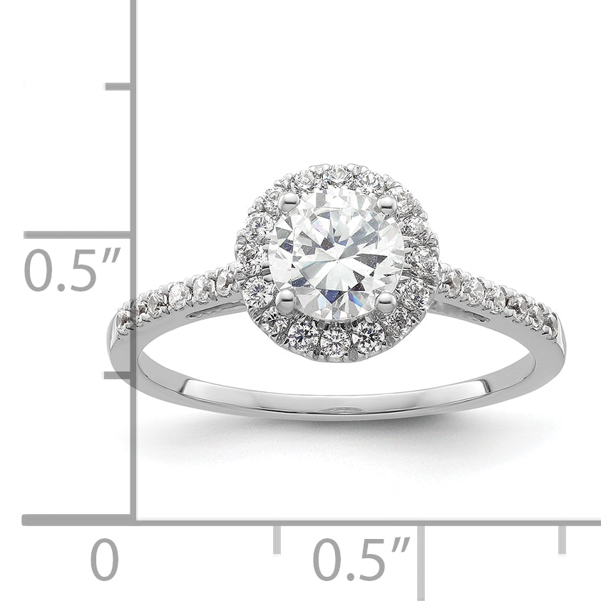 14k White Gold 1/4 carat Lab Grown Diamond VS/SI+ G+ 3/4 carat Center Semi Mount Halo Engagement Ring