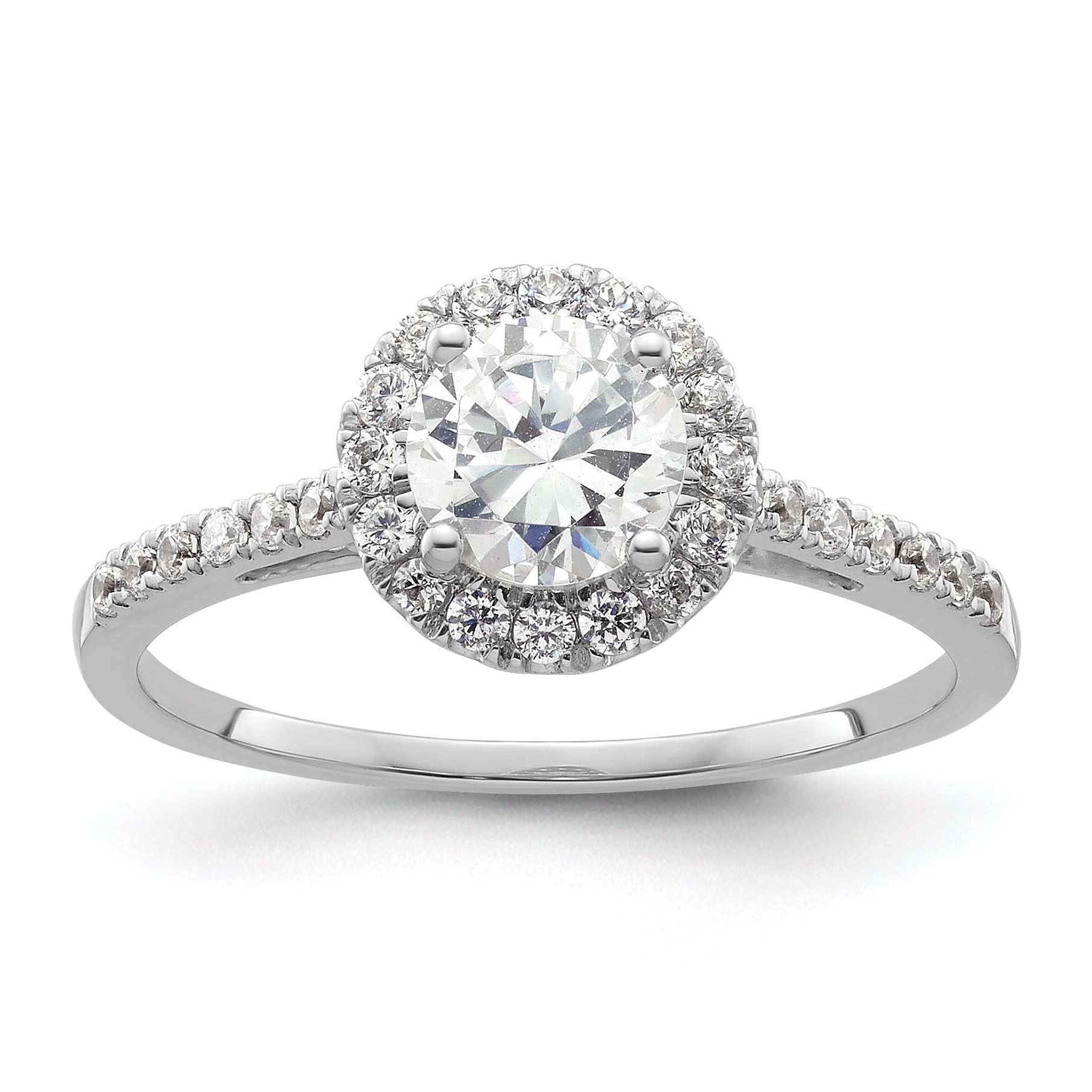 14k White Gold 1/4 carat Lab Grown Diamond VS/SI+ G+ 3/4 carat Center Semi Mount Halo Engagement Ring Main image