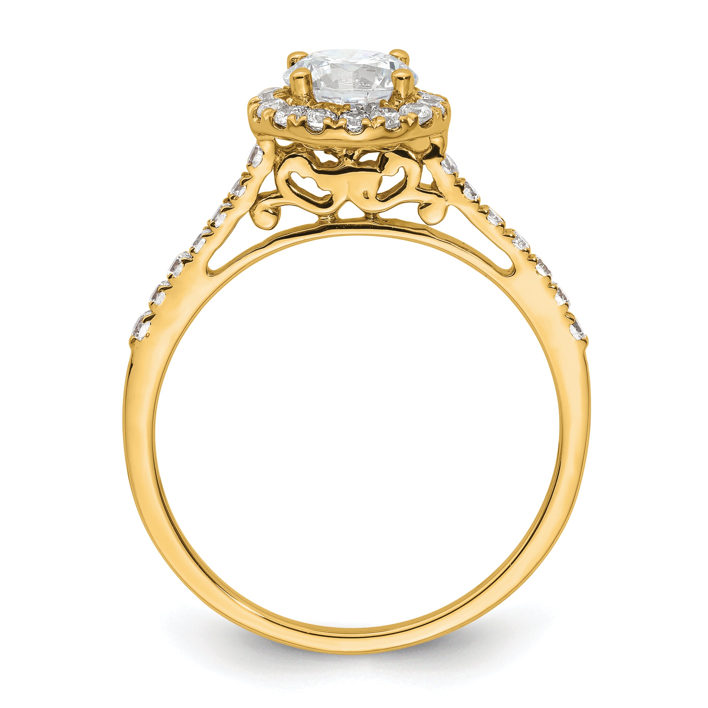 14k 1/4 carat Lab Grown Diamond VS/SI+ G+ 3/4 carat Center Semi Mount Halo Engagement Ring