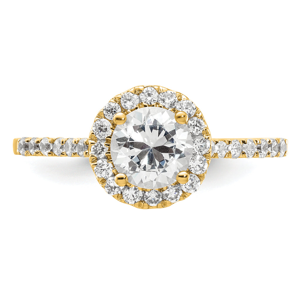 14k 1/4 carat Lab Grown Diamond VS/SI+ G+ 3/4 carat Center Semi Mount Halo Engagement Ring