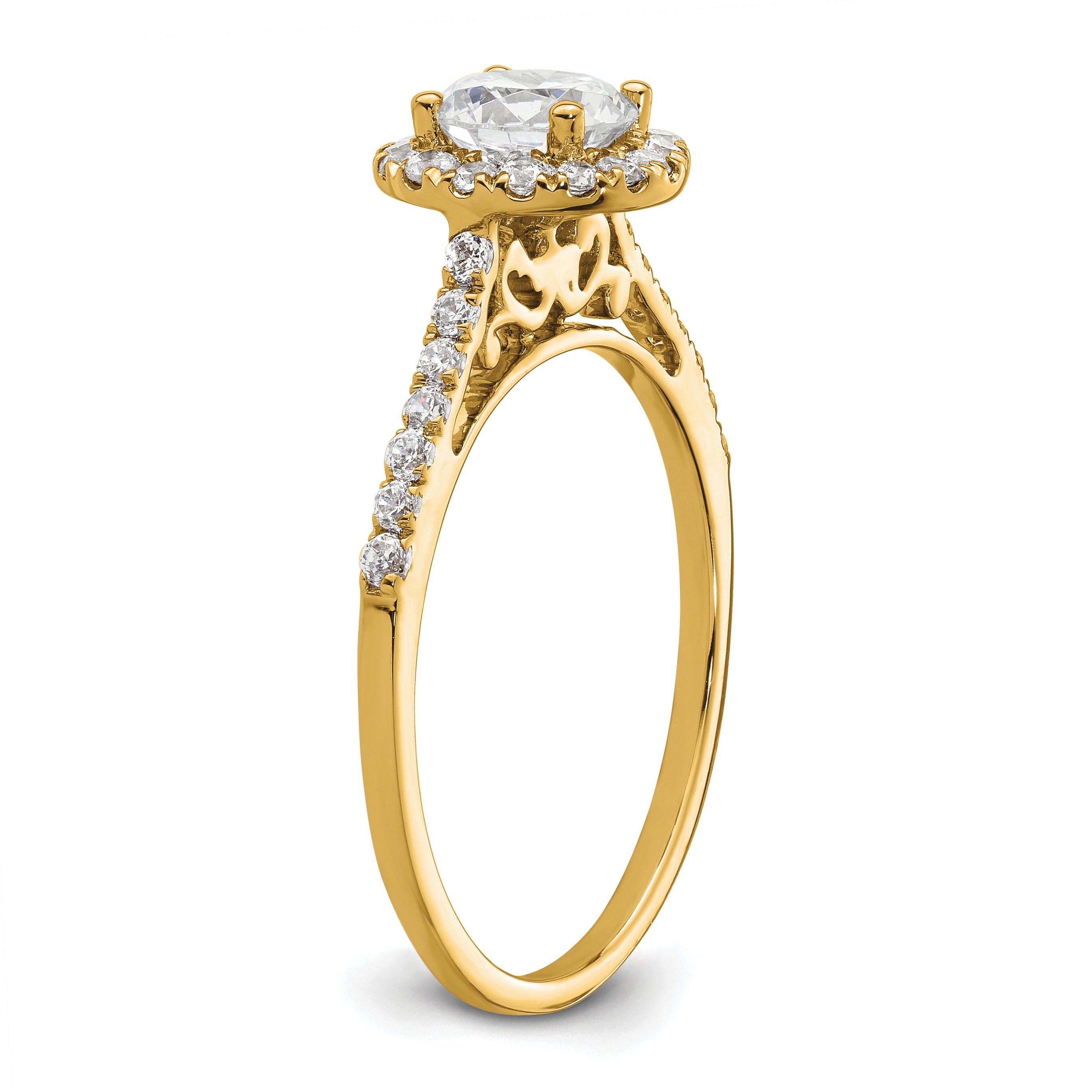 14k 1/4 carat Lab Grown Diamond VS/SI+ G+ 3/4 carat Center Semi Mount Halo Engagement Ring