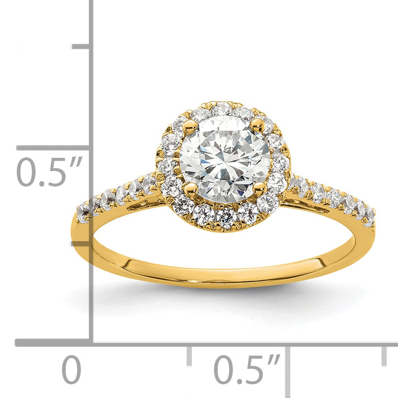 14k 1/4 carat Lab Grown Diamond VS/SI+ G+ 3/4 carat Center Semi Mount Halo Engagement Ring