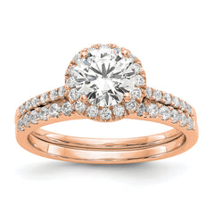14K Rose Gold Lab Grown VS/SI+ G+ Dia Round Halo Semi-mount Eng Ring