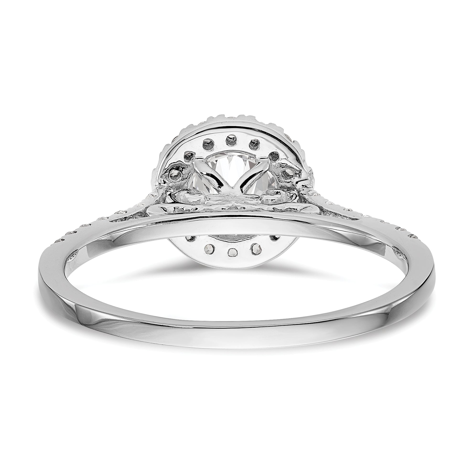 14k White Gold 1/4 carat Lab Grown Diamond VS/SI+ G+ 1 carat Center Semi Mount Halo Engagement Ring