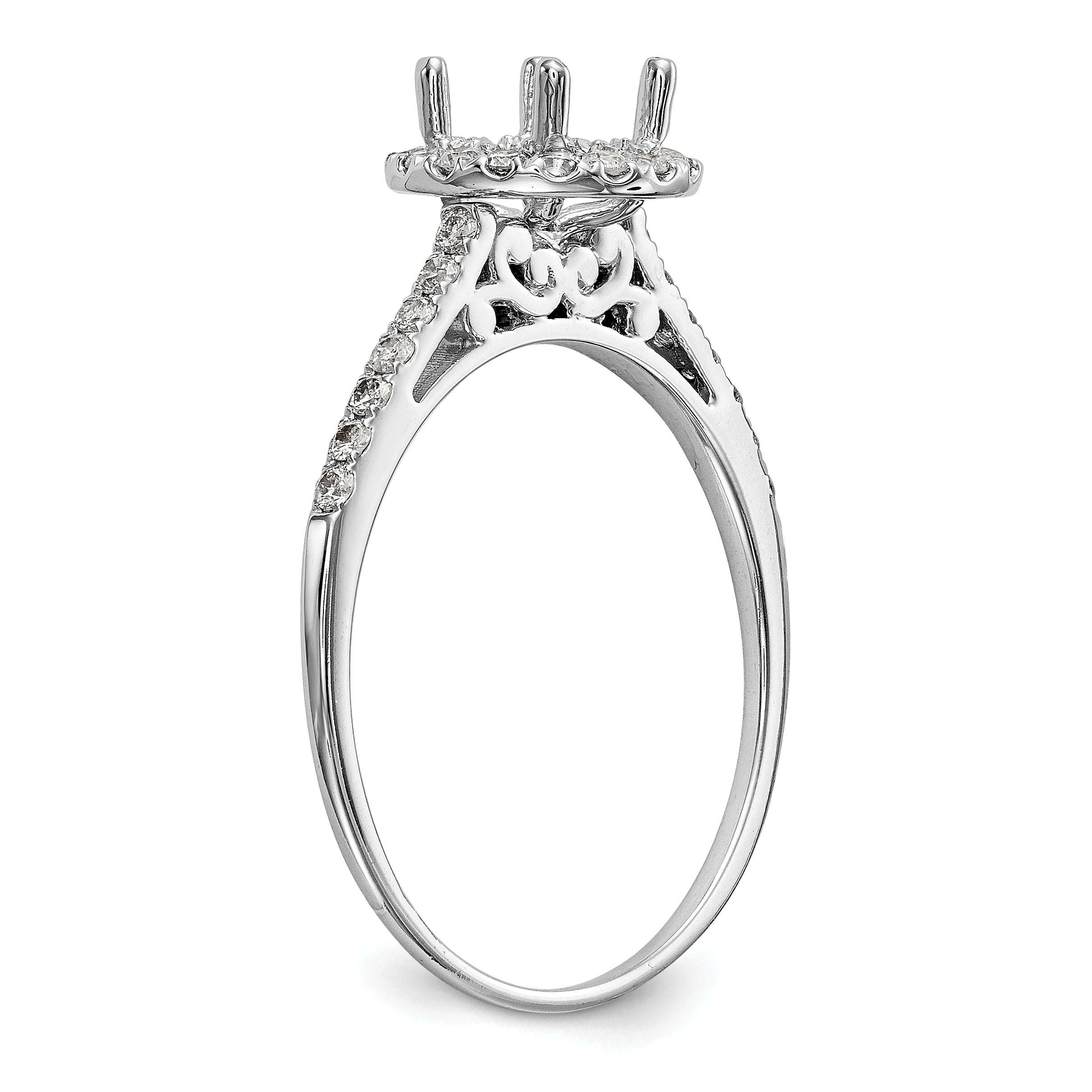 14k White Gold 1/4 carat Lab Grown Diamond VS/SI+ G+ 1 carat Center Semi Mount Halo Engagement Ring