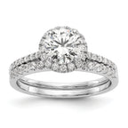 14k White Gold 1/4 carat Lab Grown Diamond VS/SI+ G+ 1 carat Center Semi Mount Halo Engagement Ring